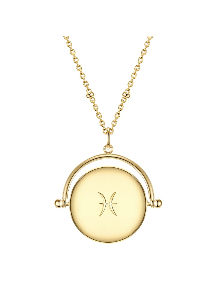 

Glanzstücke München Колье со знаком зодиака Рыбы, серебро 925 пробы с кубическим цирконием в оправе из желтого золота