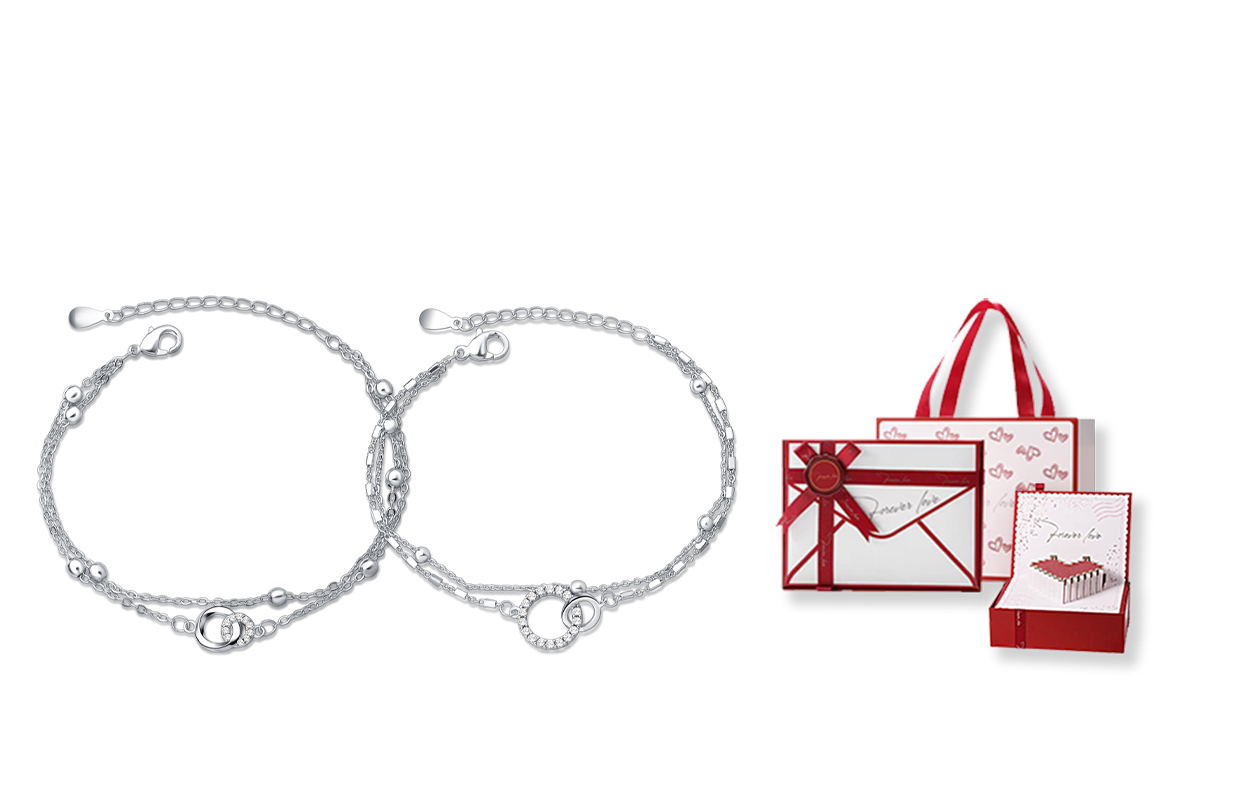 

Браслет женский COPI, A Pair Of Bracelets [Mobius + Interlocking] + [Love Heart Gift Box]