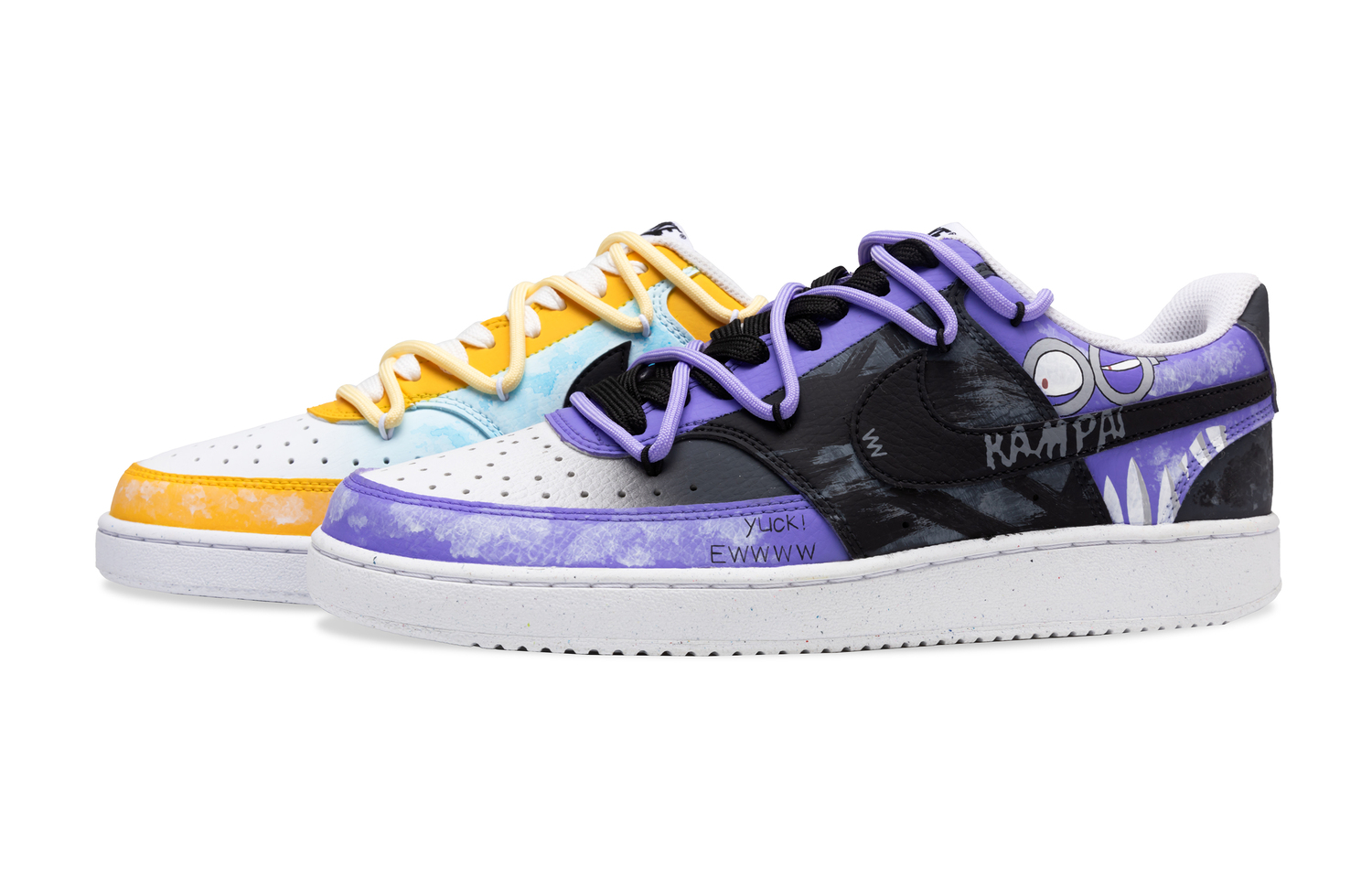 

Кроссовки Nike Court Vision 1 противоскользящие износостойкие низкие мужские непарные фиолетовые желтые