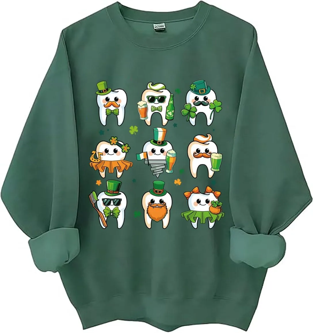 

Свитшот Dental St Patricks Day с мультяшным зубом Czbic