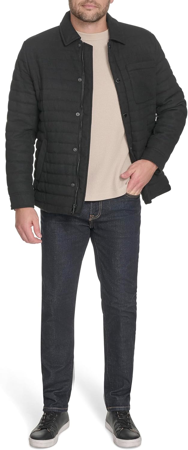 Мужская стеганая куртка из смеси шерсти Tommy Hilfiger, Black — фото 2