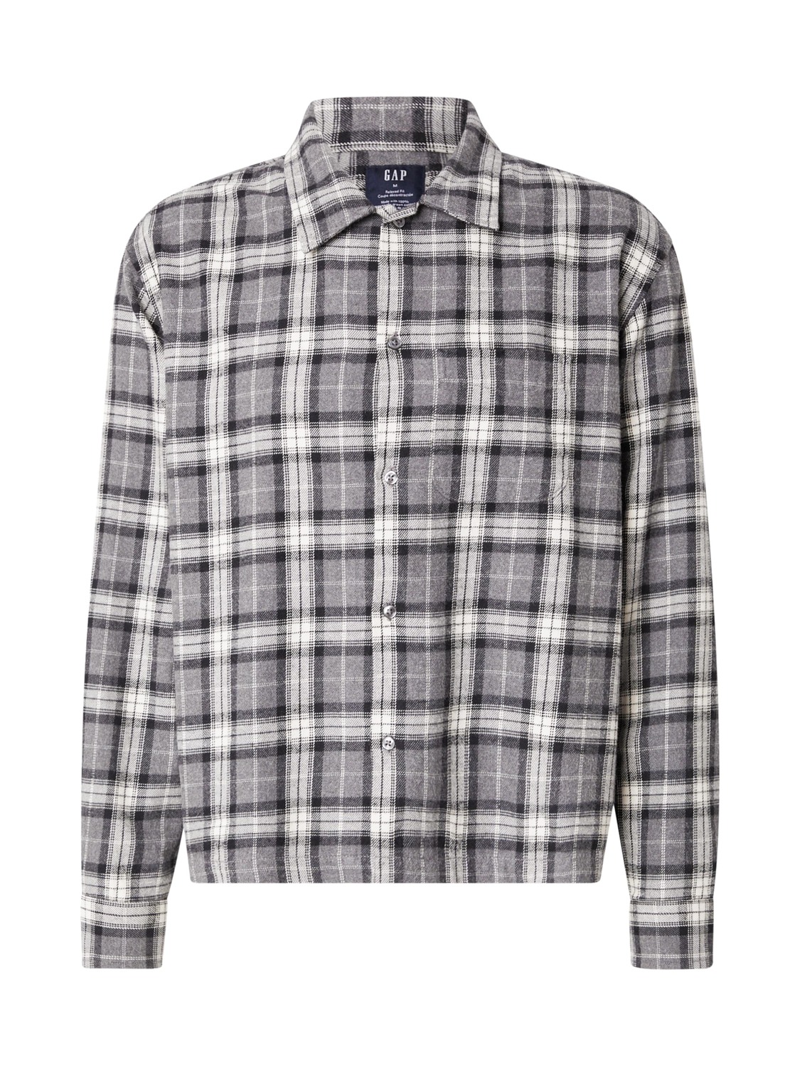 GAP Рубашка на пуговицах Regular fit в сером цвете, антрацит