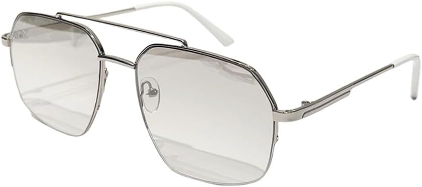 

Металлические солнцезащитные очки с двойной дужкой для мужчин и женщин, винтажные солнцезащитные очки для женщин, модные очки для вождения, защита от ультрафиолета UV400 TKKTLLT, Silver Clear