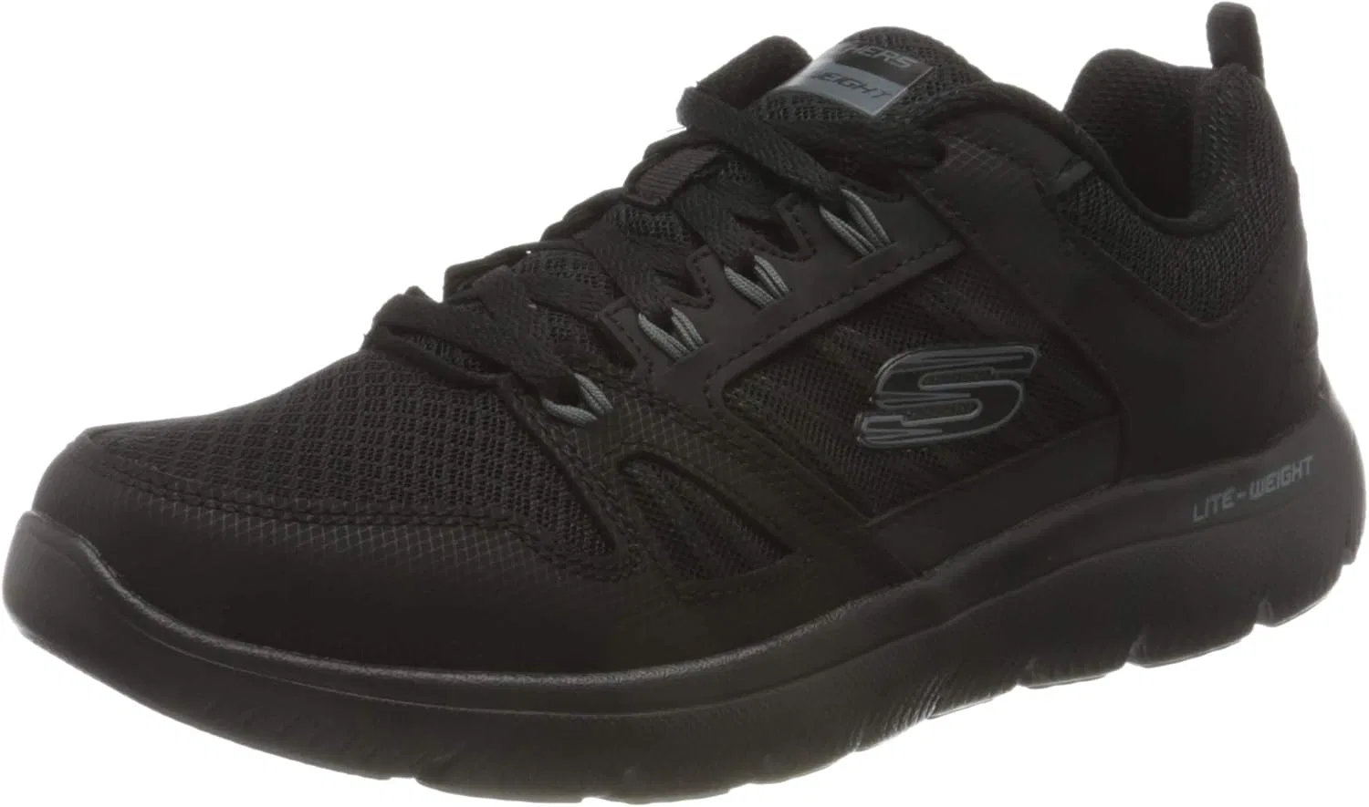 Skechers Herren Summits New World кроссовки, Black Leather Pu Mesh Black Trim