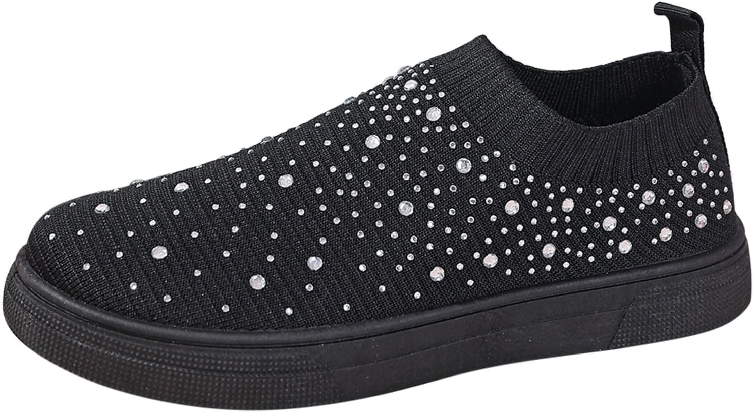 

Женские сетчатые кроссовки для ходьбы с блестками и стразами, нескользящие носочные кроссовки, удобные сетчатые кроссовки для повседневной носки и тренировок Generic, черный