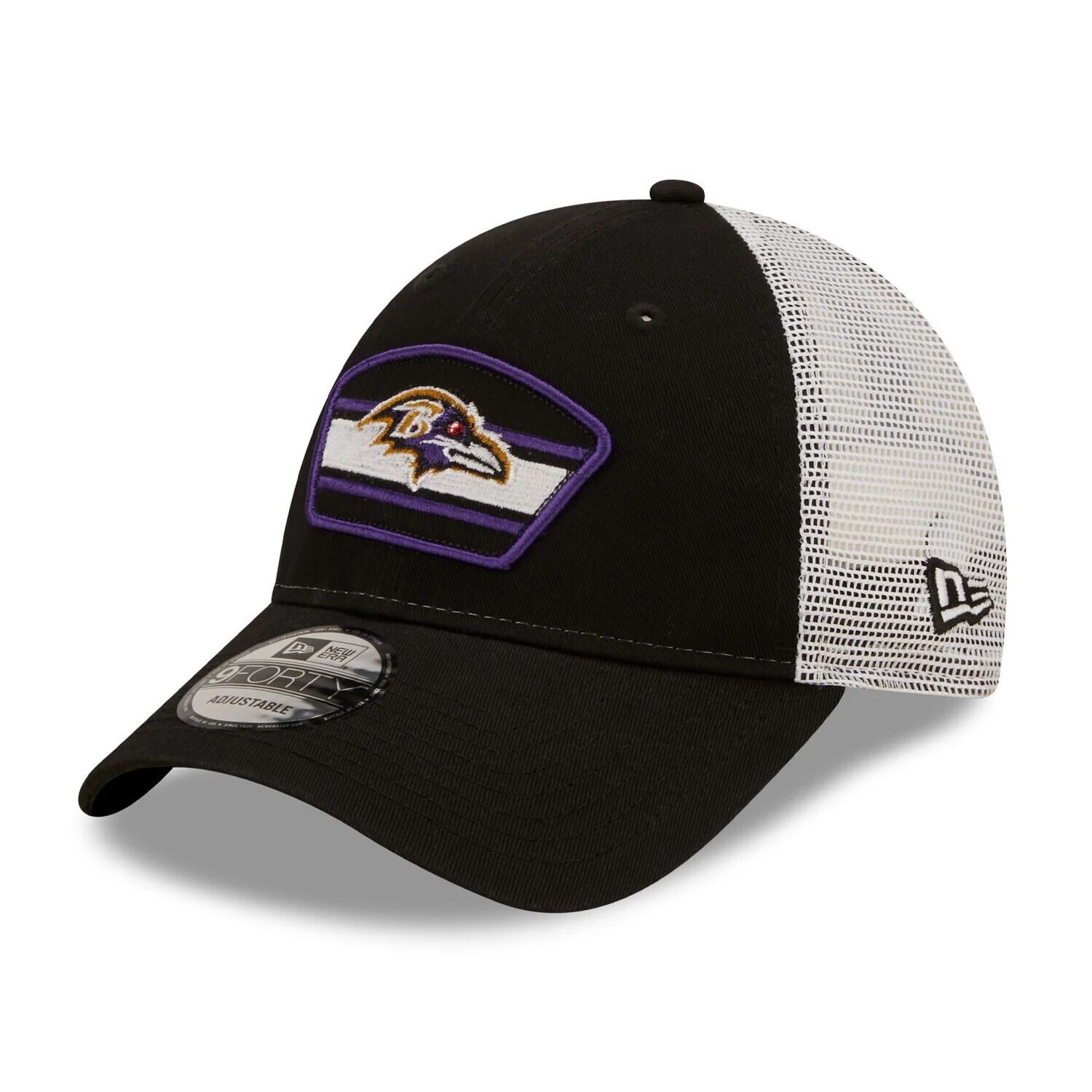 

Мужская черно-белая кепка с логотипом New Era Baltimore Ravens Trucker 9FORTY Snapback