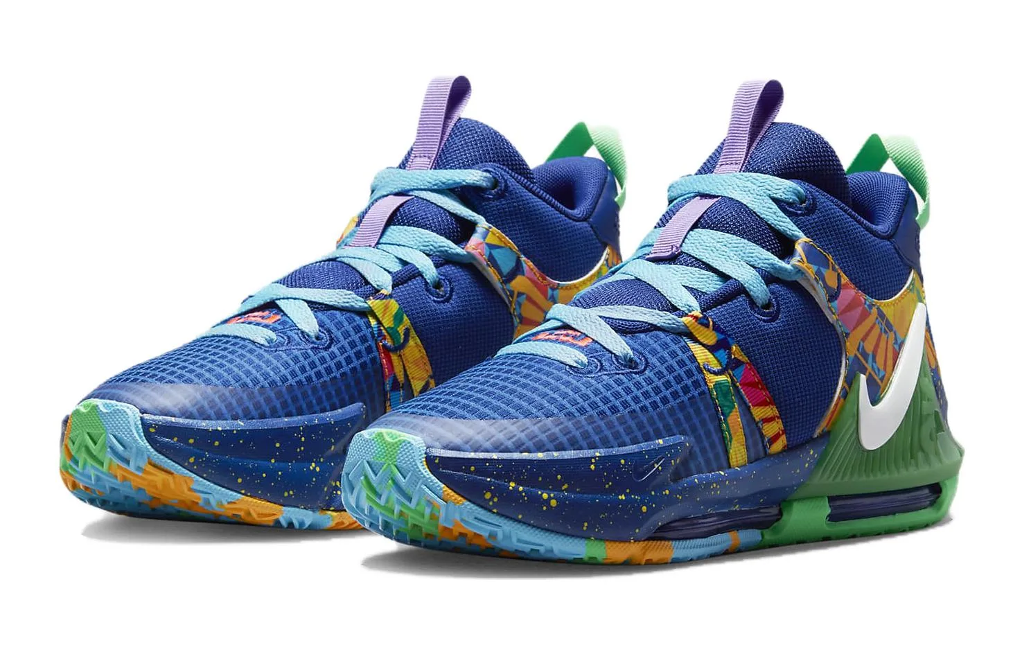 Кроссовки LeBron Witness 7 Kaleidoscope GS Nike, Dark Royal Blue/Gaming Royal/Algae/White — фото 4