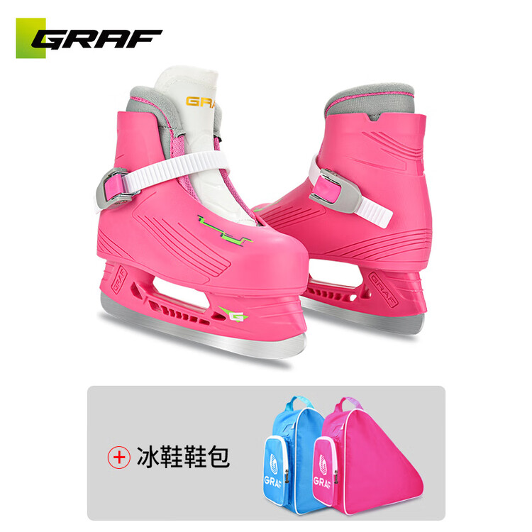 

GRAF Коньки для фигурного катания начального уровня для мужчин и женщин, Pink + сумка для обуви, размер 31-32