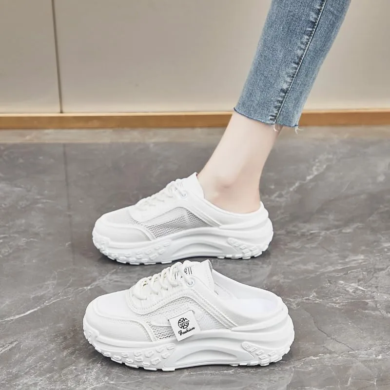 Women's Fashion Platform Slippers, Casual Mesh Сандалии, Versatile Thick Sole Flats, Breathable Summer Outdoor Shoes Hhhchpm, белый — фото 2