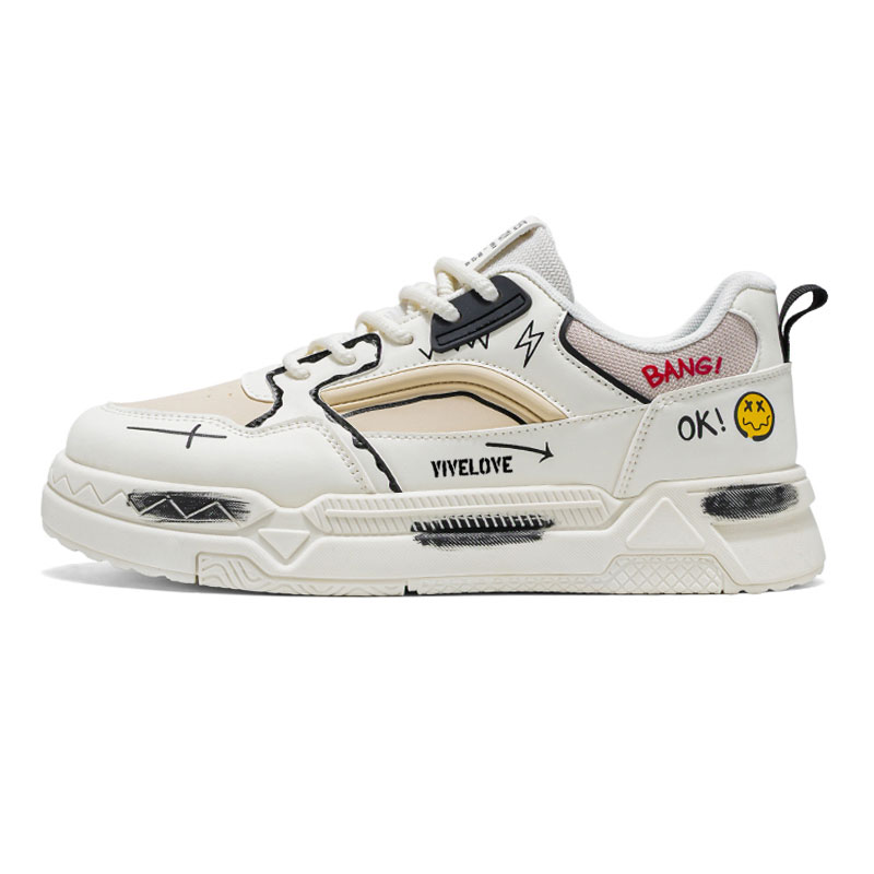 

YIVELOVE Антискользящие и износостойкие легкие низкие скейтерские кроссовки мужские - бежевые, цвет Beige