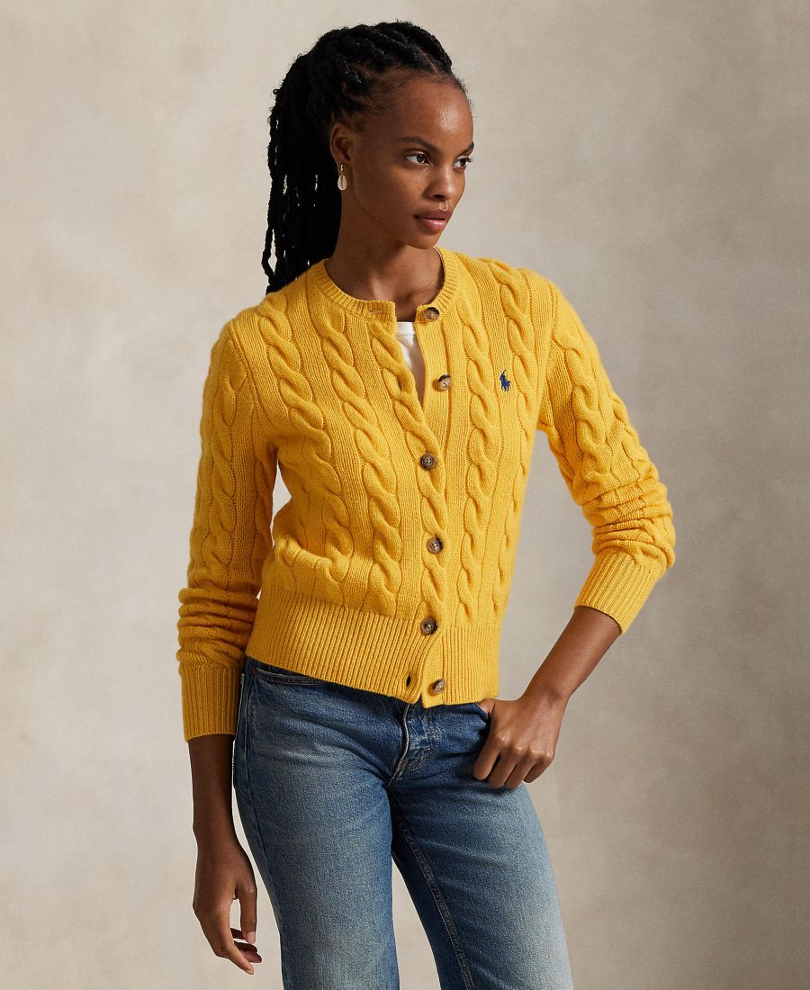 

Женский кардиган крупной вязки из шерсти и кашемира Polo Ralph Lauren, Mustard Yellow