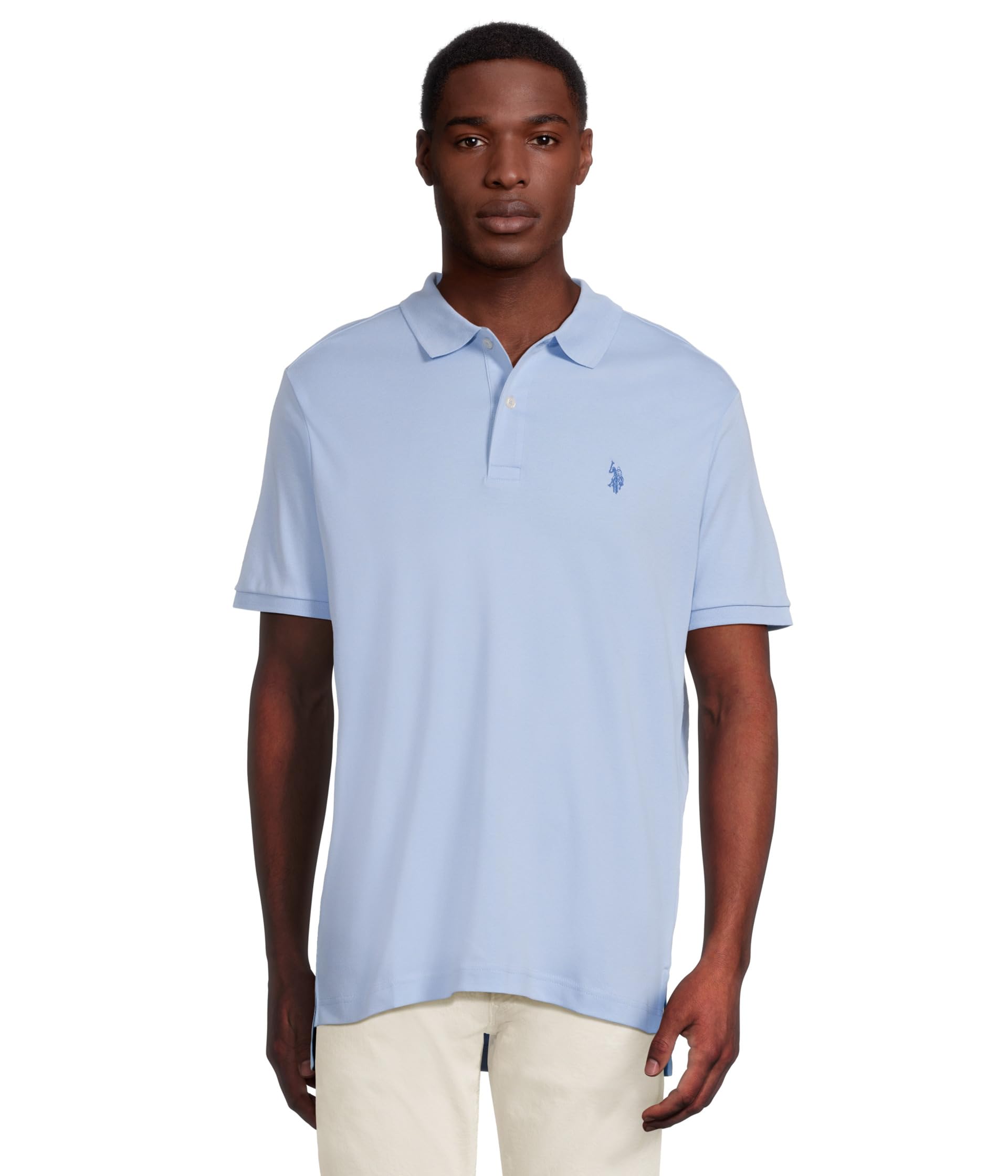 

Поло U.S. POLO ASSN. Solid Interlock Polo, Blue Oxford