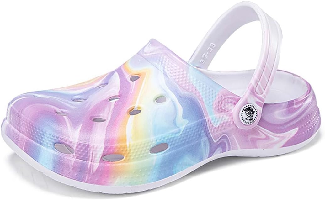 

Садовые сандалии HYDLONGR для мужчин и женщин, легкие, дышащие, быстро сохнущие пляжные тапочки, нескользящие мюли, сабо, Rainbow-1