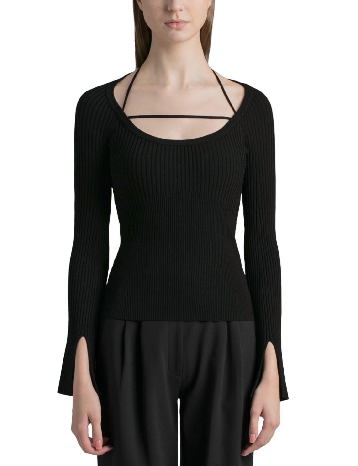 

Топ Minka Compact Rib Halter черного цвета JONATHAN SIMKHAI