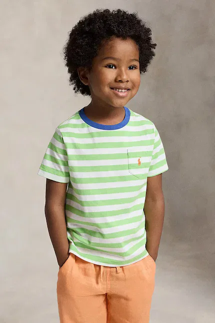 Футболка детская в полоску Polo Ralph Lauren, зеленый