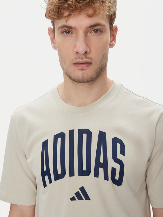 Футболка обычного кроя Collegiate Lineage Graphic JM6415 Adidas, бежевый — фото 4