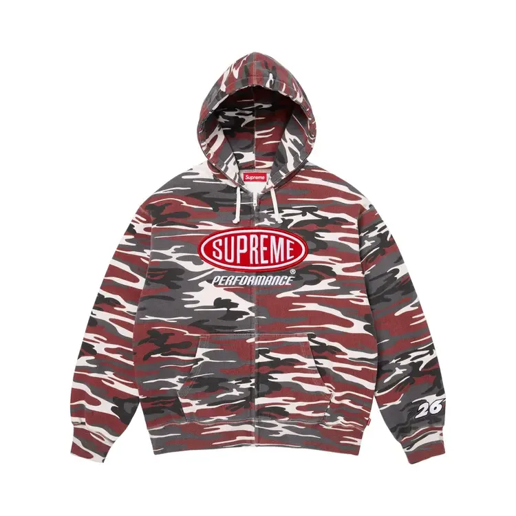 Толстовка Supreme Performance на молнии с капюшоном, цвет «Красный камуфляж»
