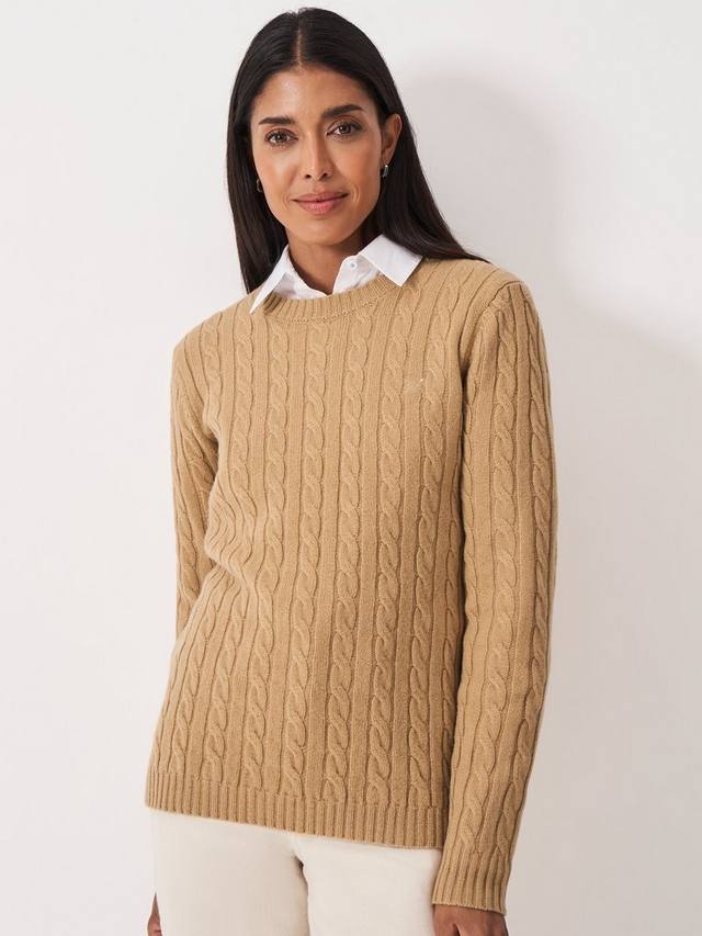 

Свитер Harmony Cable Knit Wool Rich Crew Clothing, Camel Brown