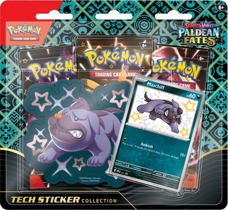 

Tcg Pokemon, наклейки Paldean Fates Tech Tech, карты Maschiff
