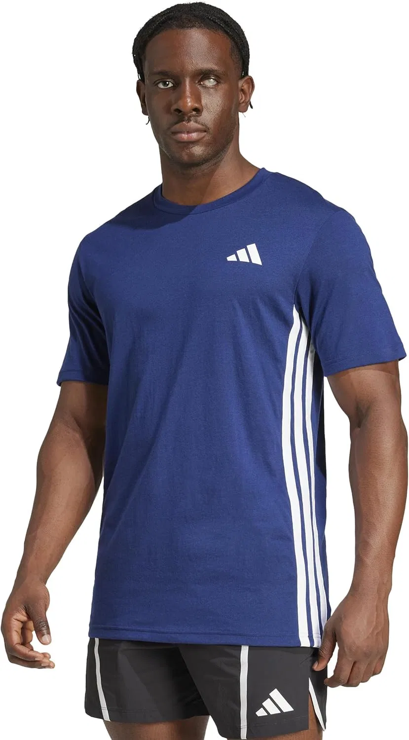 Футболка Adidas Men's Train Essentials FeelReady с тремя полосками, темно-синий