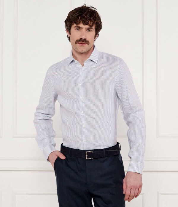

Льняная рубашка Slim fit Calvin Klein, синий