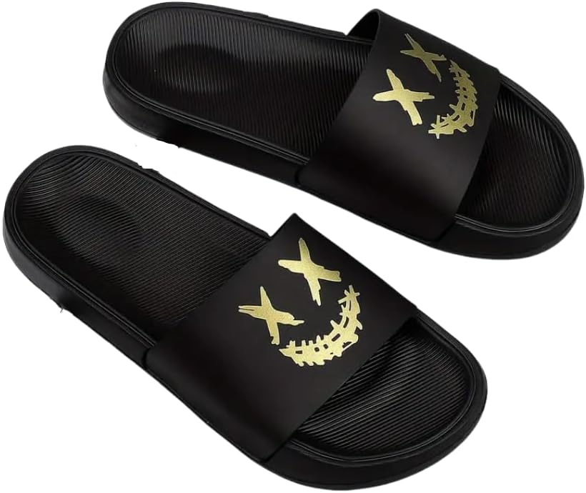 

Мужские слипоны Hhhchpm с рисунком мультяшной улыбки- мягкие, нескользящие для дома и улицы, черный