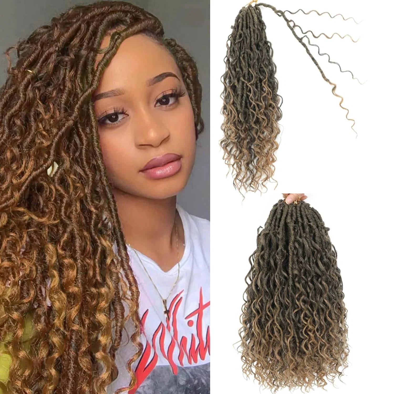 Накладные волосы Goddess Locs Crochet Hair, 7 упаковок, 45,7 см Elaogi, T/27#