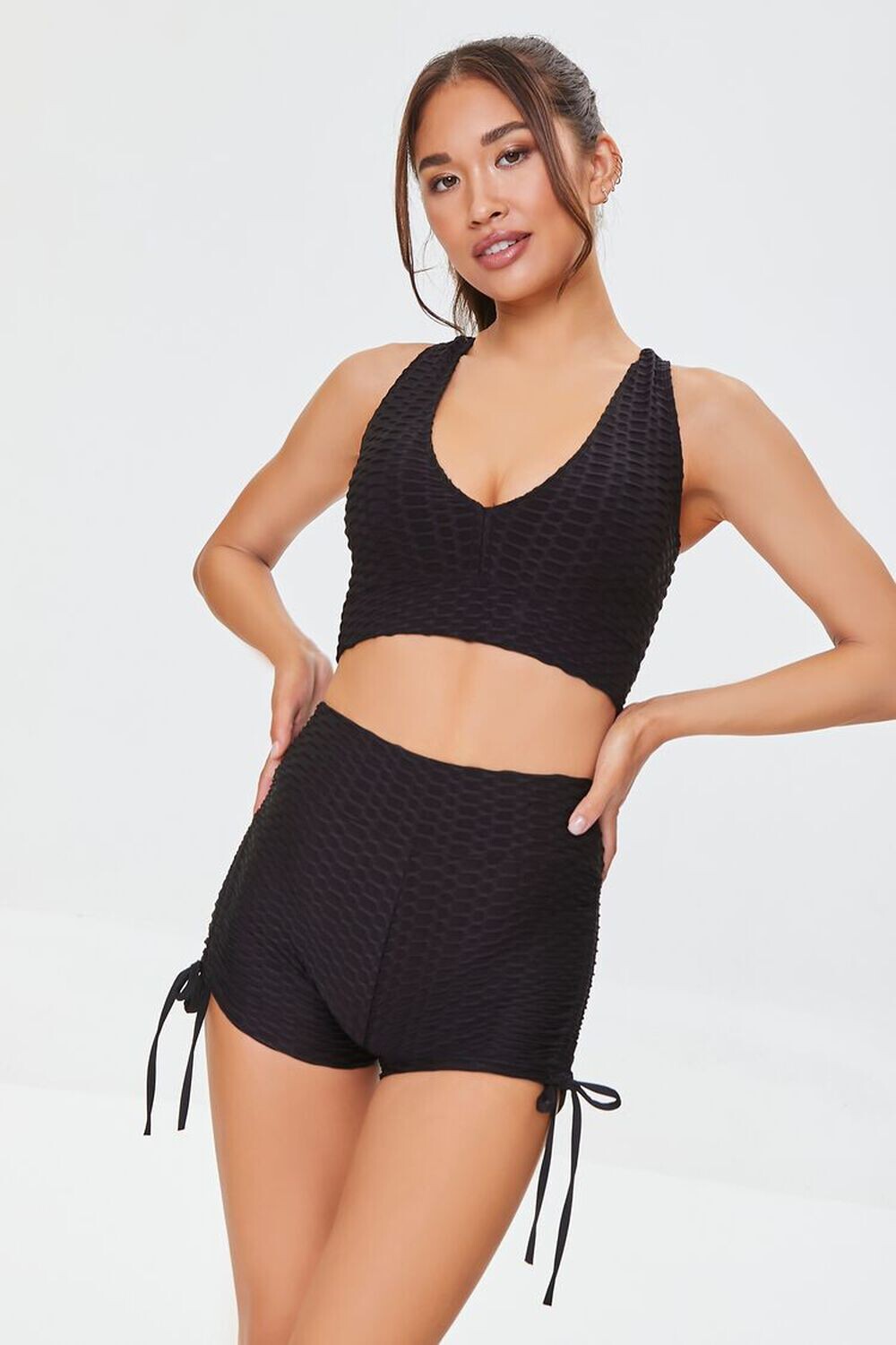 

Байкерские шорты с фактурной кулиской Active Forever 21, черный