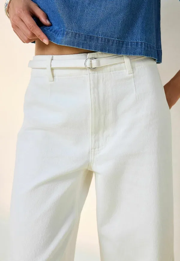 Джинсы Regular fit wide leg high waist crop, Next, белый