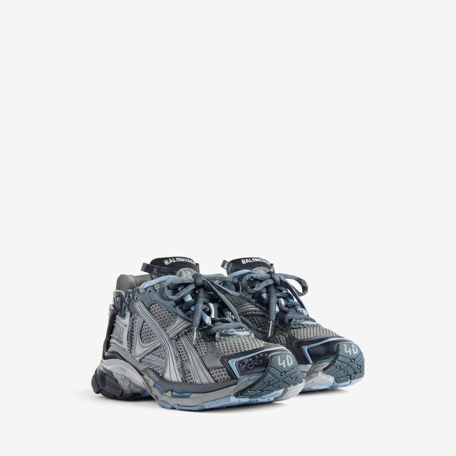 Мужские кроссовки runner серо/сине/голубые BALENCIAGA, серый/темно-синий/светло-голубой — фото 2