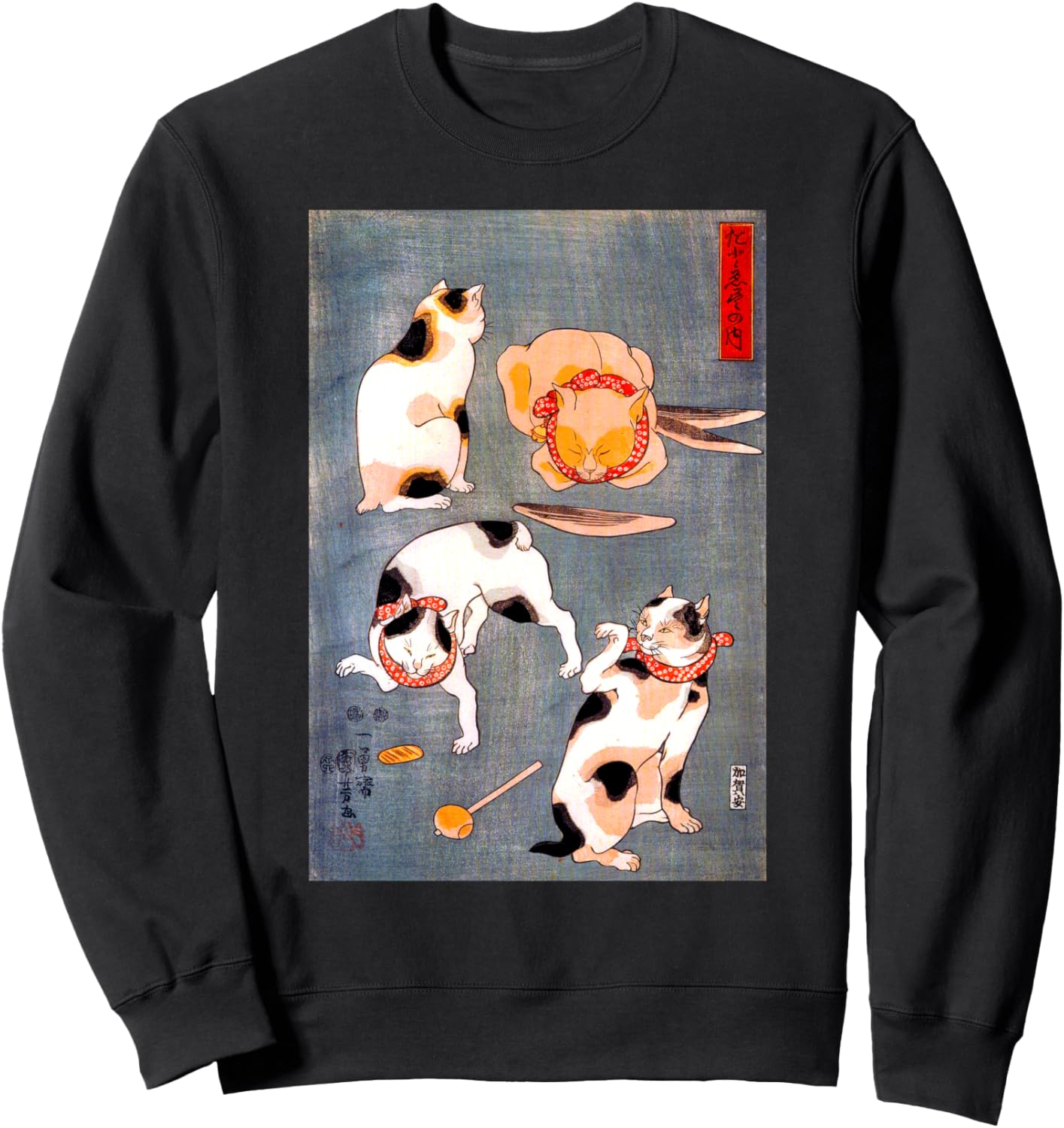 

Японское искусство: кошка, Токио, Япония, толстовка с японским художественным принтом The Art Of Printing By Mcma - Digitally Enhanced Art, черный