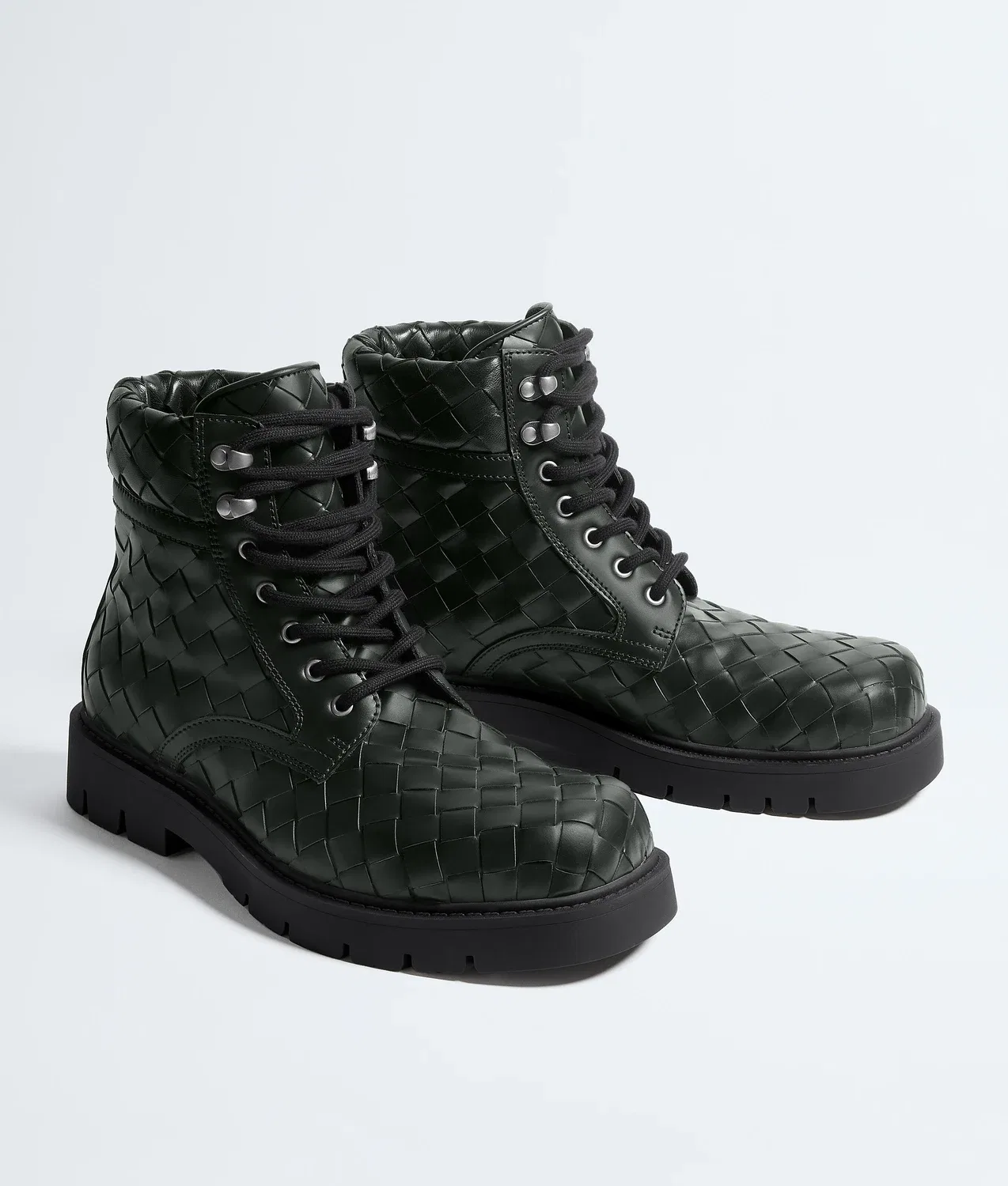 Ботильоны Haddock на шнуровке BOTTEGA VENETA, хаки — фото 3