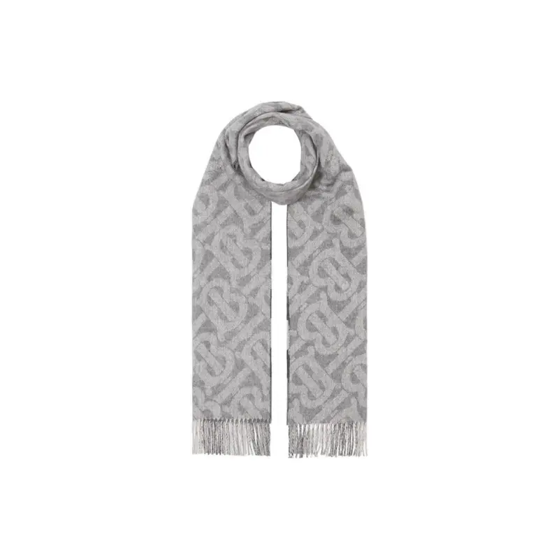 

Burberry Шарф в клетку с бахромой, Gray