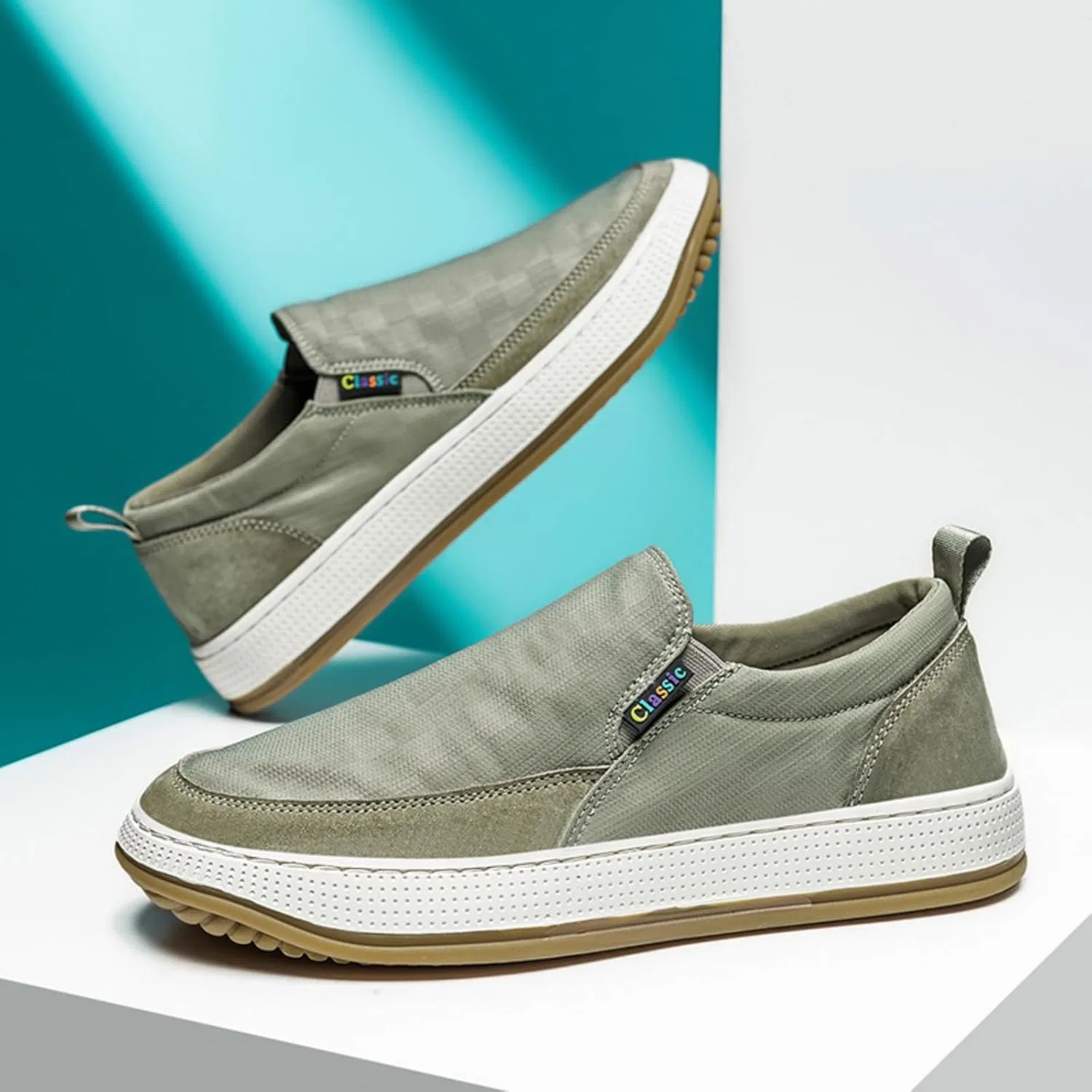 Лоферы легкие Mens Casual Slipons, Light Green Khwfjas — фото 4