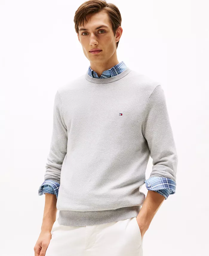 

Мужской свитер-водолазка из пима-хлопка и кашемира в рубчик Tommy Hilfiger, серый