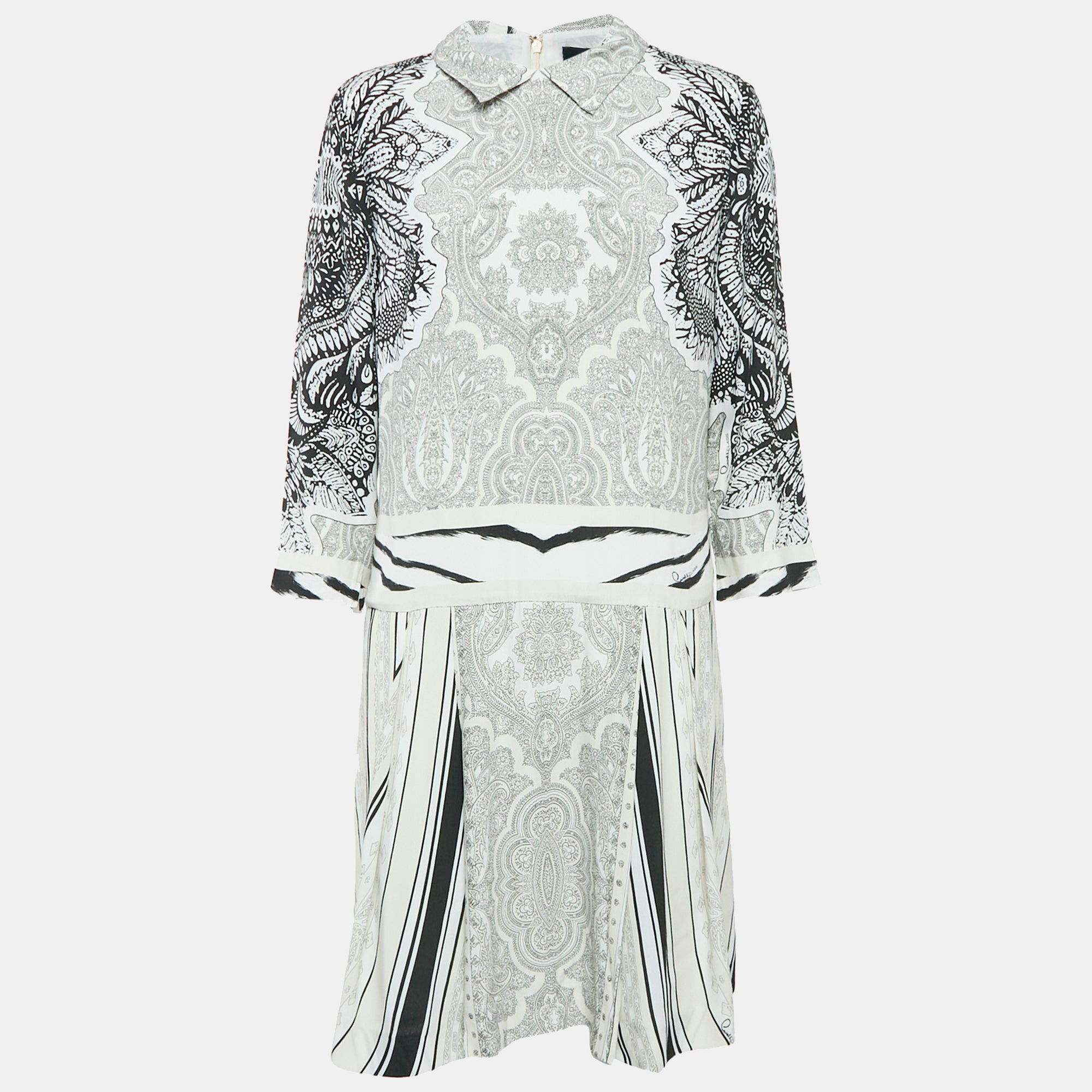 

Короткое платье Class By Roberto Cavalli из крепа с принтом, бело-черного цвета