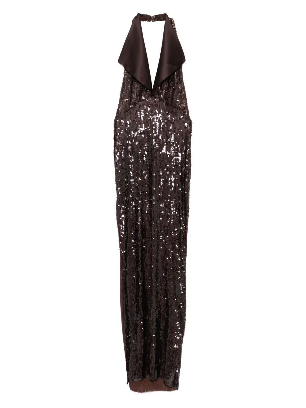 

Платье миди с бретелькой через шею и пайетками Atu Body Couture, коричневый