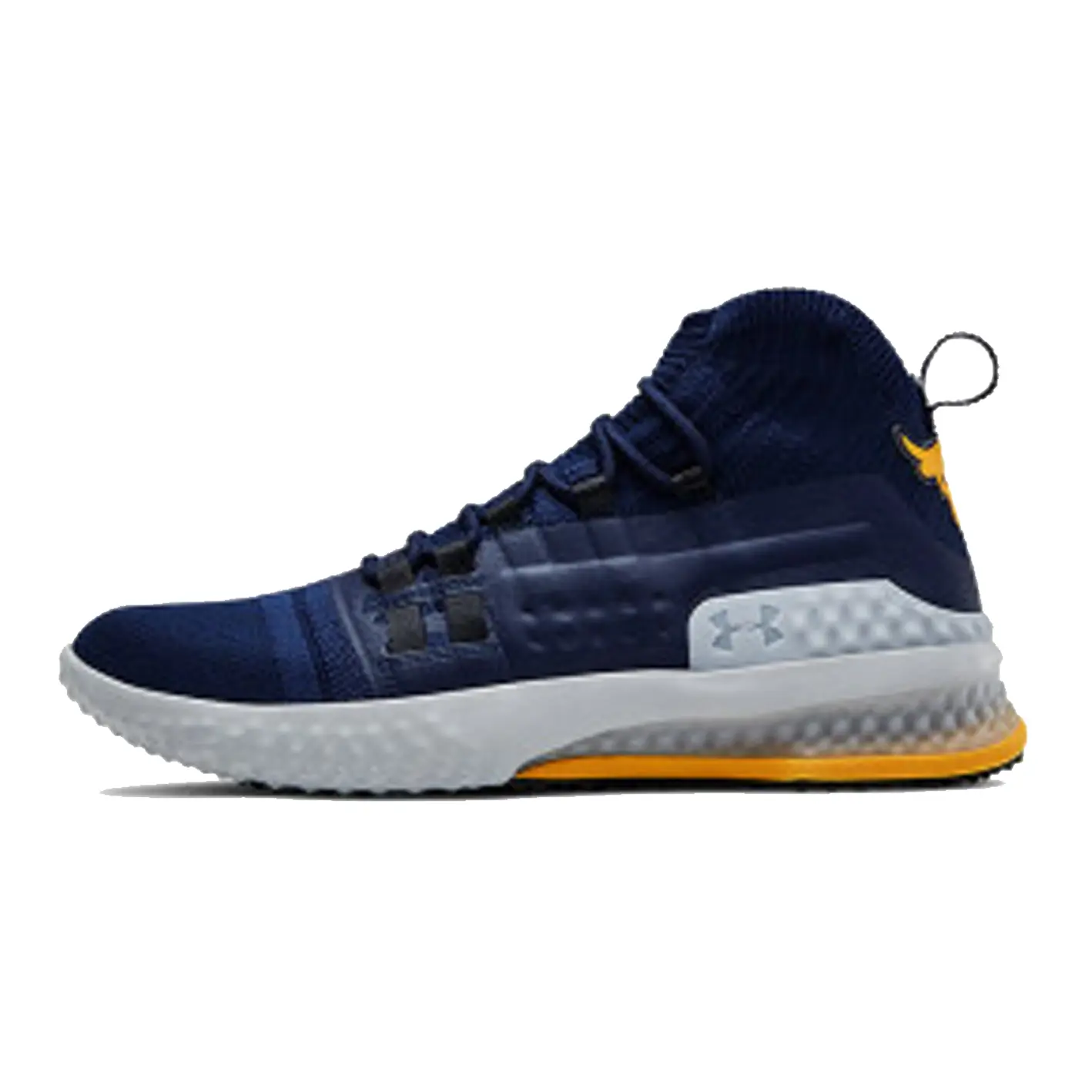 

Баскетбольные кроссовки Project Rock 1 мужские высокие темно-синие Under Armour