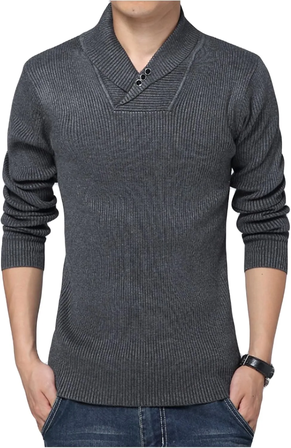 

Мужской шаль Slim Fit однотонный пуловер Legou
