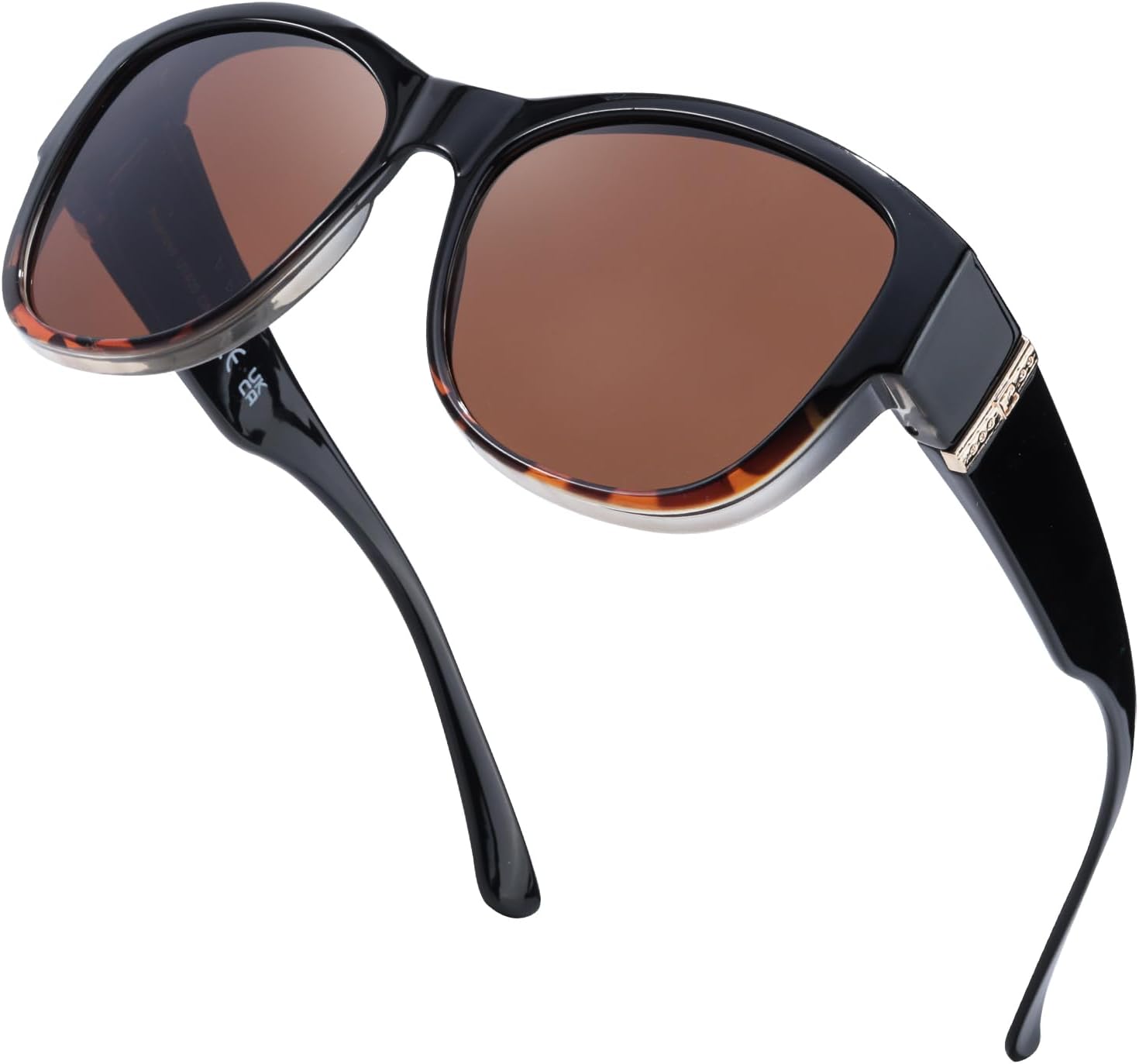 

Солнцезащитные очки Myiaur с поляризованными линзами, надеваемые поверх обычных очков, для женщин, модный дизайн, защита от УФ-излучения UV400, A03 Blacktortoise Frame/Brown Lens