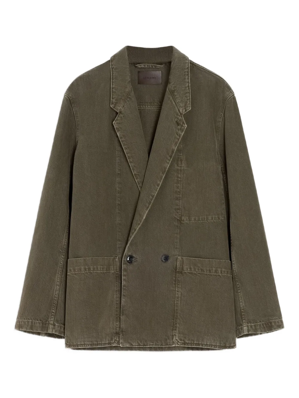 

Двубортный пиджак с накладными карманами LEMAIRE, зеленый