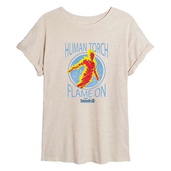 

Футболка оверсайз Juniors' the fantastic four human torch flame on Marvel