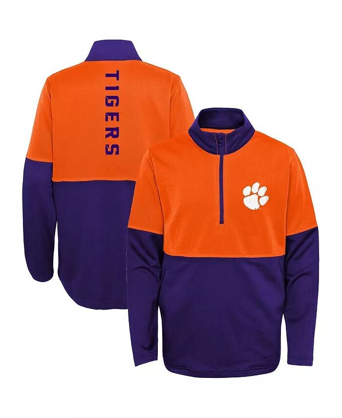 

Куртка Big Boys с принтом Clemson Tigers на молнии длиной до четверти и оранжевым цветом Outerstuff