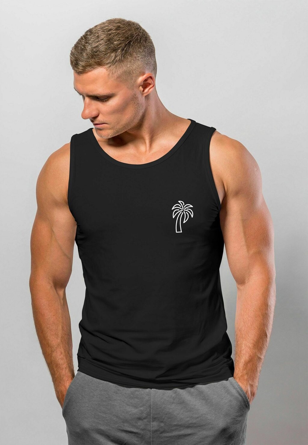 

Топ TANK PALME LOGO PRINT SOMMER BADGE EMBLEM MINIMAL LINE ART FASHION STREETSTYLE MUSKEL Neverless, цвет schwarz weiss