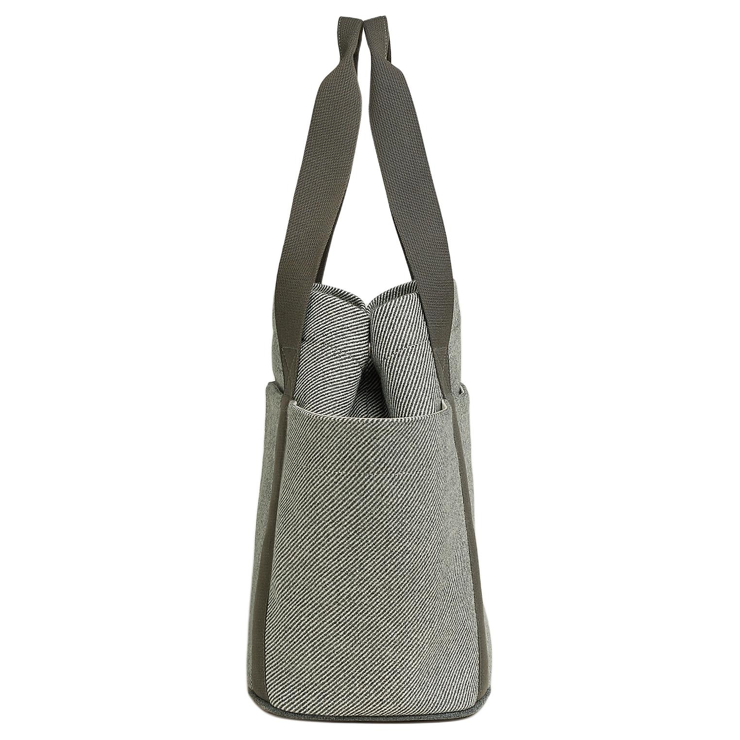 HERMES Шерстяная сумка для мам в гальвано-сером цвете, Pebble Gray — фото 2