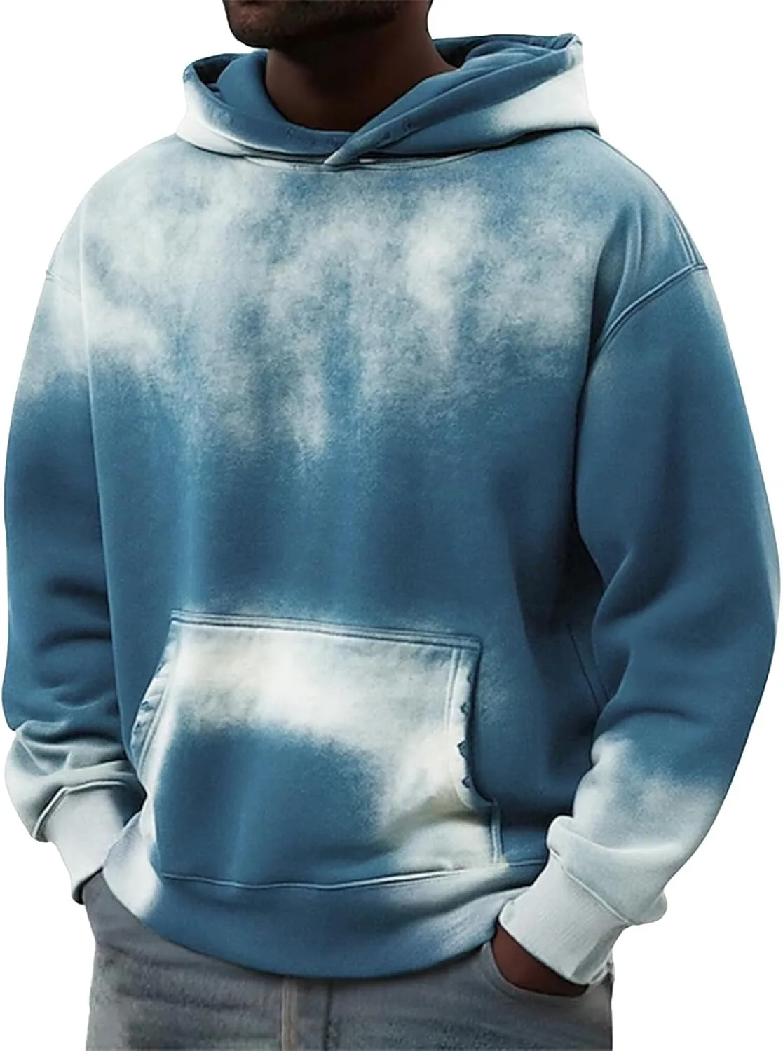 

Мужской ретро худи с градиентом на флисе, свободный крой