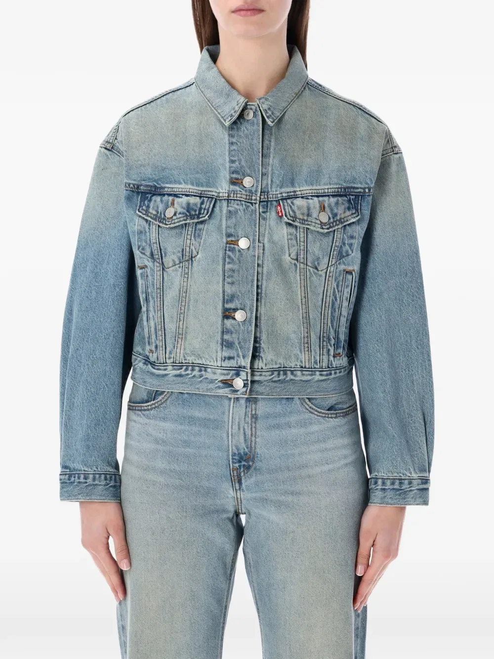 Укороченная куртка-бомбер в стиле 90-х с пуговицами Levi'S, синий