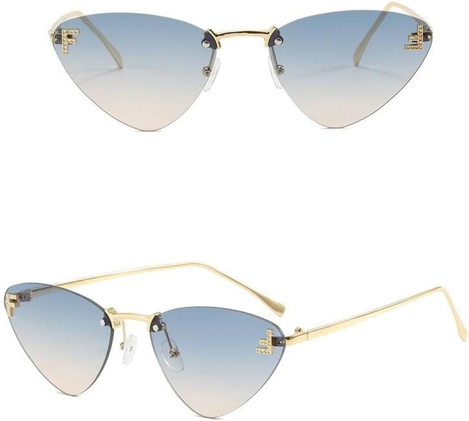 

Солнцезащитные очки без оправы «кошачий глаз» для женщин, винтажные линзы Ocean, модные, стильные, роскошные солнцезащитные очки с градиентным переходом цвета generic, Champagne