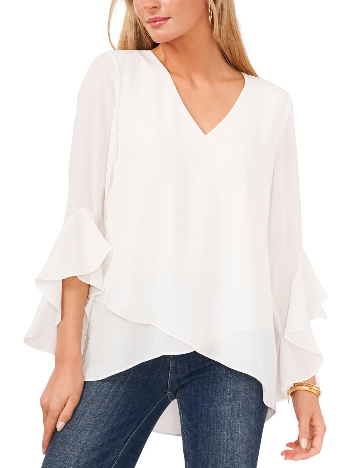 

Женская шифоновая блузка с V-образным вырезом Vince Camuto, цвет new ivory