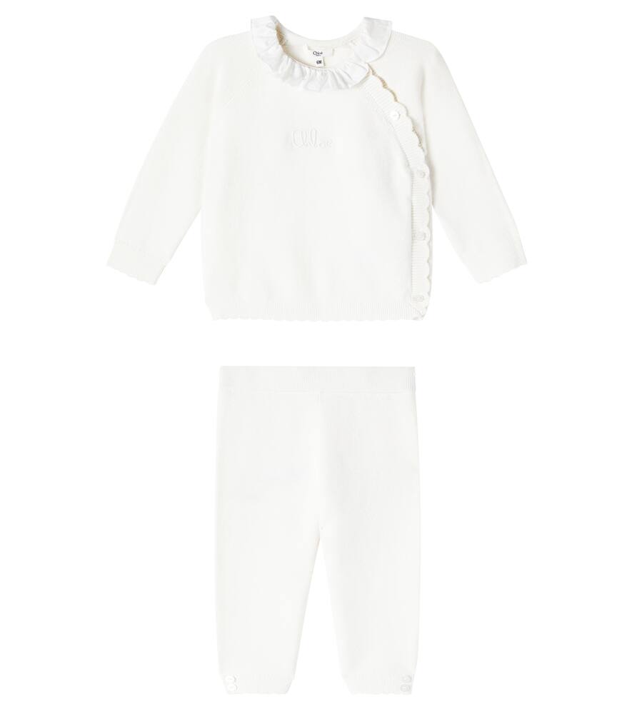 

Детский комплект из свитера и штанов из хлопка и кашемира Chloé Kids, Offwhite